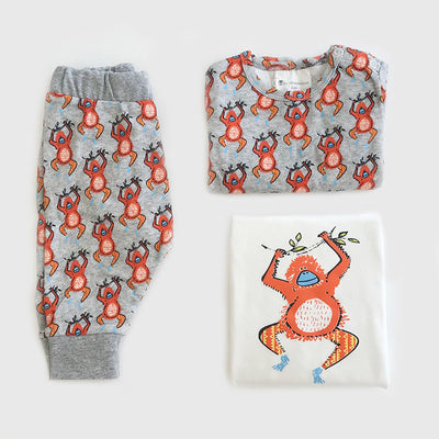 Buy Organic Baby Clothes 3 Piece Set | Monkey Print | Romper - CocoBabyBox