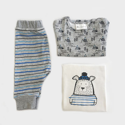 Buy Organic Baby Clothes 3 Piece Set Online | Bear Printed - CocoBabyBox