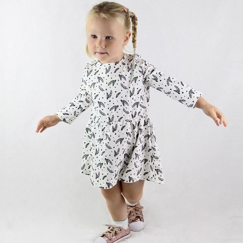 Organic Baby Clothes Feather Print Dress