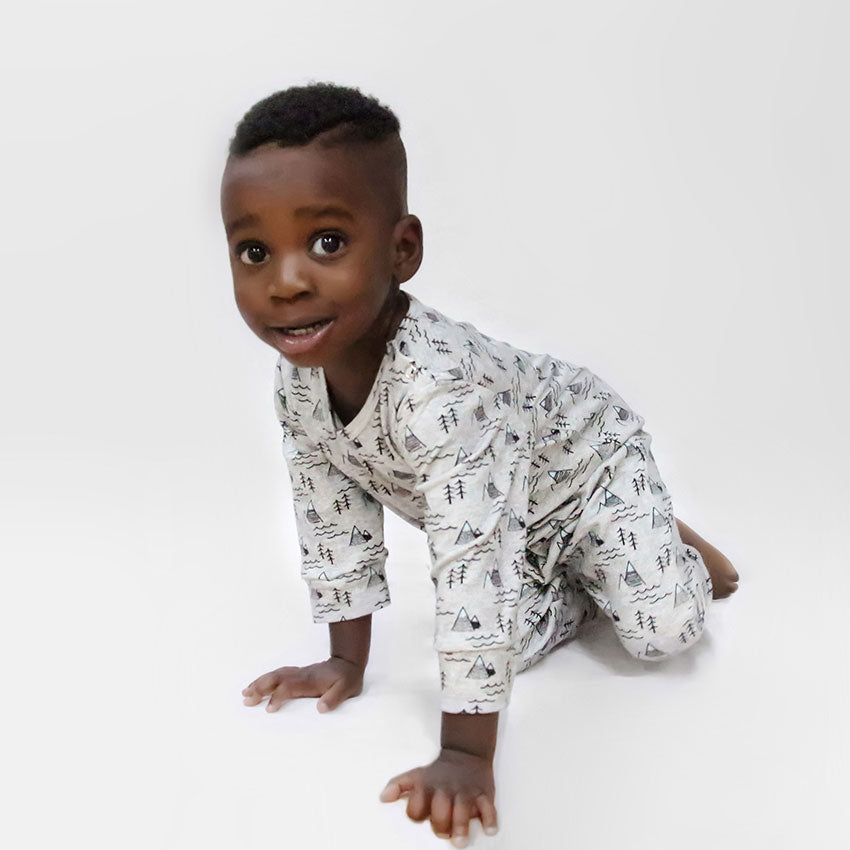 Organic Baby Clothes Set, Bear Print with T-shirt, Pant Romper